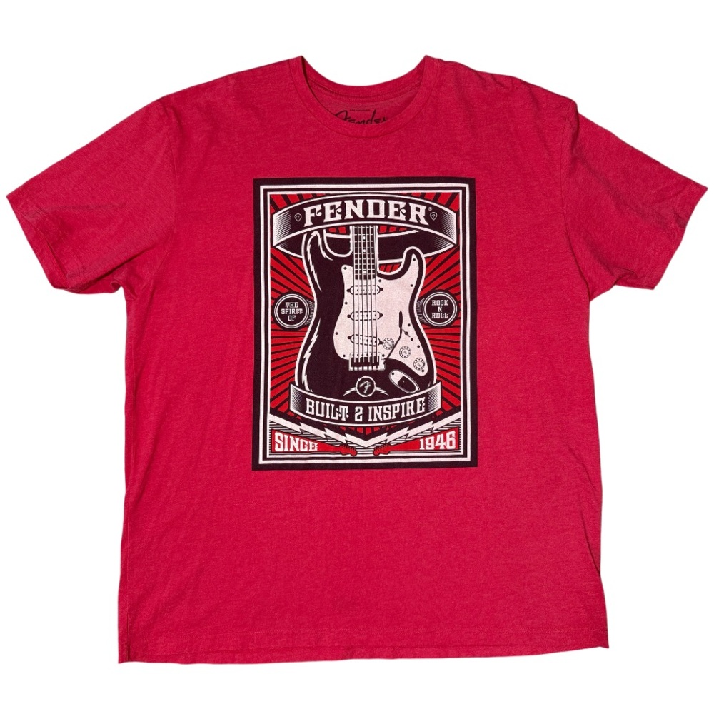 Fender Red Short Sleeve Tee Graphic Design Men’s Size XXL